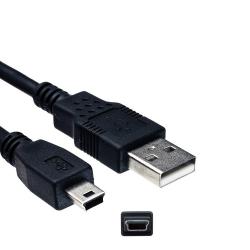 USB - Mini USB 5pin кабел, с ферит, черен, 1.5 метра