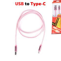 Кабел USB TYPE C, за Трансфер на Данни и Зареждане, текстилен, розов, 1 метър