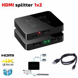 HDMI сплитер с Усилвател, поддържа 4K Резолюции Full HD 1080P 3D, 1 вход - 2 изхода