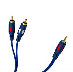 Аудио кабел Stereo Jack 3.5mm - 2RCA, син, 3 метра