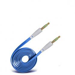 Аудио кабел Stereo Jack 3.5mm, позлатени конектори, силиконов, син, 1 метър