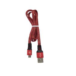 Кабел USB 2.0 A - Micro USB B, текстилен, лентов, високоскоростен, червен, 1 метър