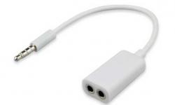 Аудио кабел разклонител Stereo Jack 3.5mm 4pin мъжки - 2 x 3.5mm женски, 0.15 метра