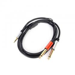 Аудио кабел Mono Jack 2 x 6.3mm мъжки към 3.5 стерео мъжки, 1 метър