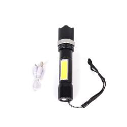 LED фенер с Акумулаторна батерия 201-1, 3 режима на работа, USB захранване, Алуминиев ко