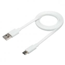 Кабел USB TYPE C, за Трансфер на Данни и Зареждане, плосък, бял, 2 метра