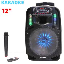 Караоке Тонколона 12 инча PAudio PA-121, един безжичен Микрофон, Цветомузика, Bluetooth,