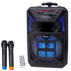 Караоке Тонколона 8 инча Thunder, два Безжични Микрофона, акумулаторна батерия, Bluetooth, FM радио, USB, micro SD card player, THS-B801