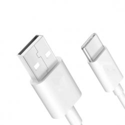 Кабел USB TYPE C, за Трансфер на Данни и Зареждане, бял, 1 метър