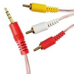 Аудио видео кабел Stereo Jack 3.5mm видео букса - 3RCA, 1.5 метра