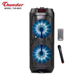 Караоке Тонколона 2 x 6.5 инча Thunder THS-B621, Безжичен микрофон, Цветомузика, Bluetoo