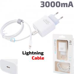 Зарядно за телефон 3000mA + кабел Lightning за iPhone iPad, 110-220V YOURZ YZ-V60 PD
