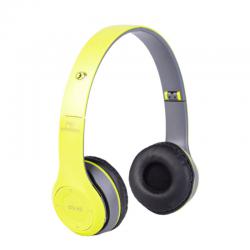 Безжични слушалки P47, Bluetooth, MP3 плеър, FM радио, micro SD вход, вграден микрофон, Сив / Зелен