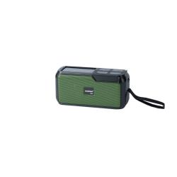 Bluetooth колонка VNN-2000, Соларен панел, Екран, FM радио, литиево-йонна батерия, слот за USB/micro SD CARD, чернo-зелена