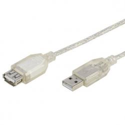 Кабел USB 2.0 удължител, USB A мъжки - USB A женски, сребрист, 1.8 метра