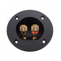 Конектор F-390G, двоен терминал за говорители, за монтаж към панел, позлатени метални ко