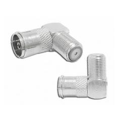 Конектор преход F-633 90DEG,TV антенен женски към F CONNECTOR женски, ъглов, метален
