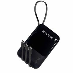 Външна Батерия 10000mAh за Телефон, YOURZ R22 Power Bank, Led дисплей, черна