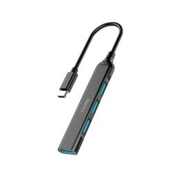 USB разклонител хъб, USB, 4 порта, черен