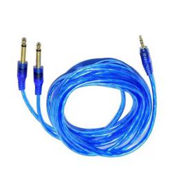 Аудио кабел Mono Jack 2 x 6.3mm мъжки към 3.5 стерео мъжки, син, 3 метра