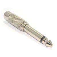 Конектор F-169 M, преход Mono jack 6.3mm мъжки - RCA чинч женски, метален, сребрист