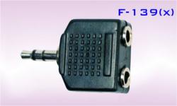 Конектор F-139, преход Stereo jack 3.5mm мъжки - 2x3.5mm Stereo jack женски, пластмасов,