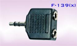 Конектор F-139, преход Stereo jack 3.5mm мъжки - 2x3.5mm Stereo jack женски, пластмасов, черен