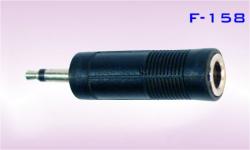 Конектор F-158, преход Mono jack 3.5mm мъжки - Mono jack 6.3mm женски, пластмасов, черен