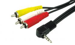 Аудио видео кабел Stereo Jack 3.5mm видео букса - 3RCA, 1.5 метра