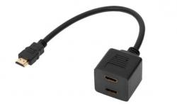 Разклонител на HDMI мъжки - 2 X HDMI женски, 0.30 метра, черен