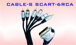 Аудио видео кабел SCART-6RCA, HQ, високо качество, позлатени конектори, 2.5 метра