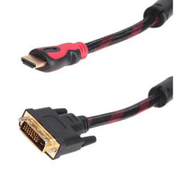 HDMI to DVI кабел за монитор , позлатени конектори, с ферит, 5 метра