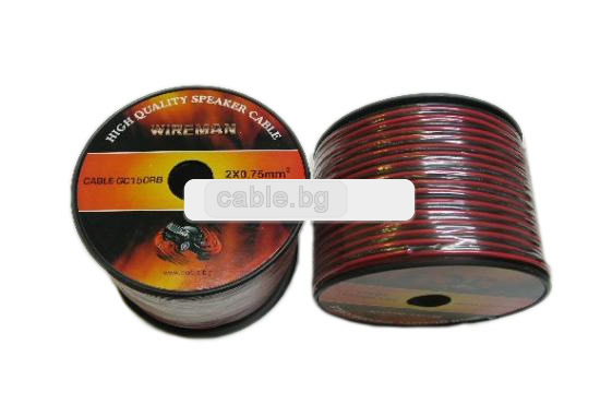 Кабел за тонколони Wireman, 2x 0.75 mm2, PVC, червено-черен, цена на метър, CABLE-GC150R