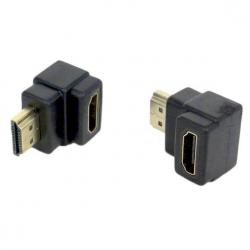 Конектор преход VC-010, HDMI женски към HDMI мъжки, позлатени конектори, ъглов, черен