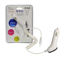 Универсално Зарядно за кола за Телефон Таблет EKA-43Q, с USB, захранваща букса 2.5mm, 12V, max 2.1A