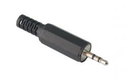 Конектор F-039, Stereo jack 2.5mm мъжки, за монтаж към кабел, пластмасов, черен