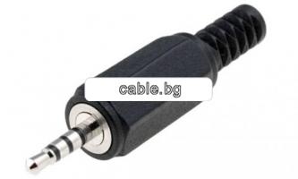 Конектор F-039 4PIN, Stereo jack 2.5mm мъжки 4пина, за монтаж към кабел, пластмасов, черен