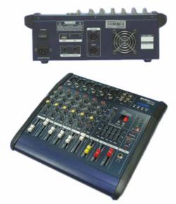 Професионален 6 Канален Аудио Миксер WG-6DUSB, 6 микрофонни входа, USB плеър, SD card плеър, 16 цифрови ефекта, Вграден Усилвател 2x200W
